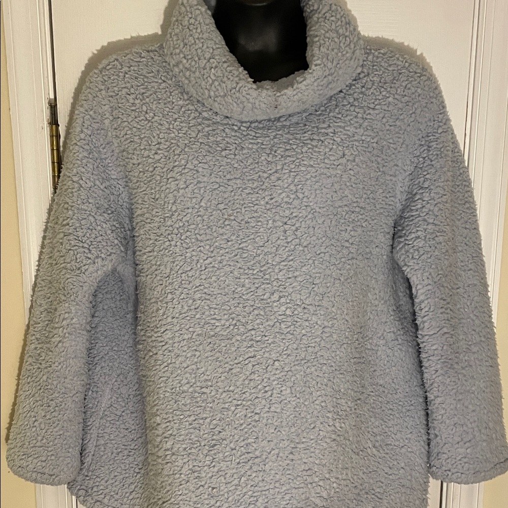 Soft Blue Sherpa Cowl Neck Sweater XXL